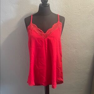 Red Lace Trim Women's Top